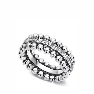 S/S Caviar Spark Diamond Row Band Ring